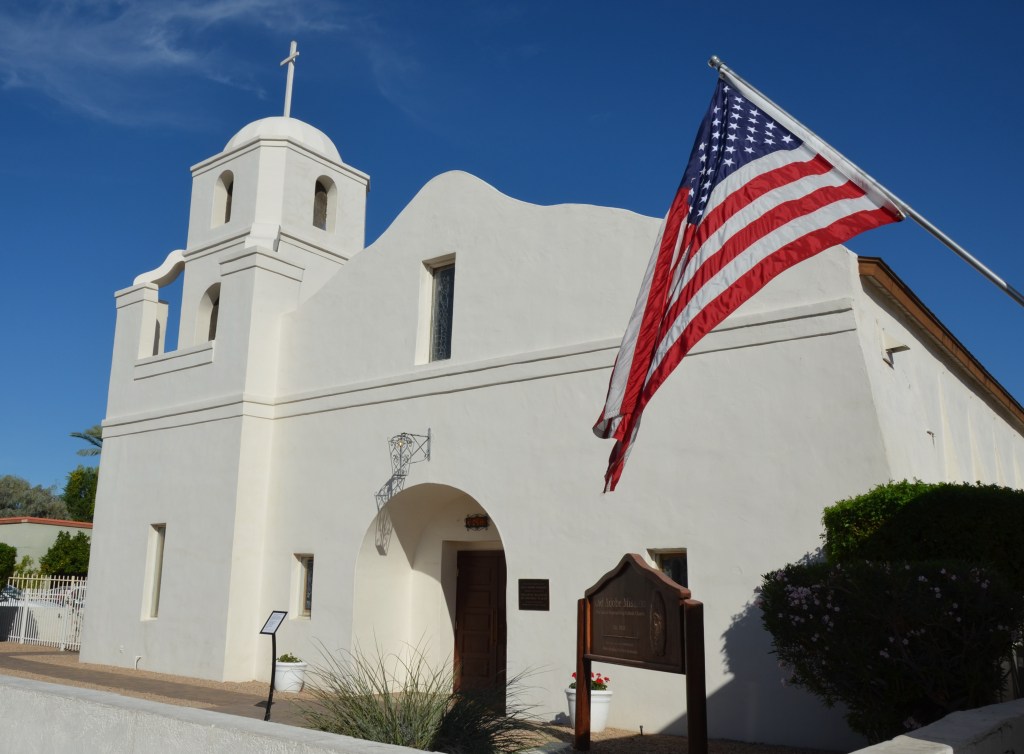 The Old Adobe Mission church adjacent to the restaurant. 