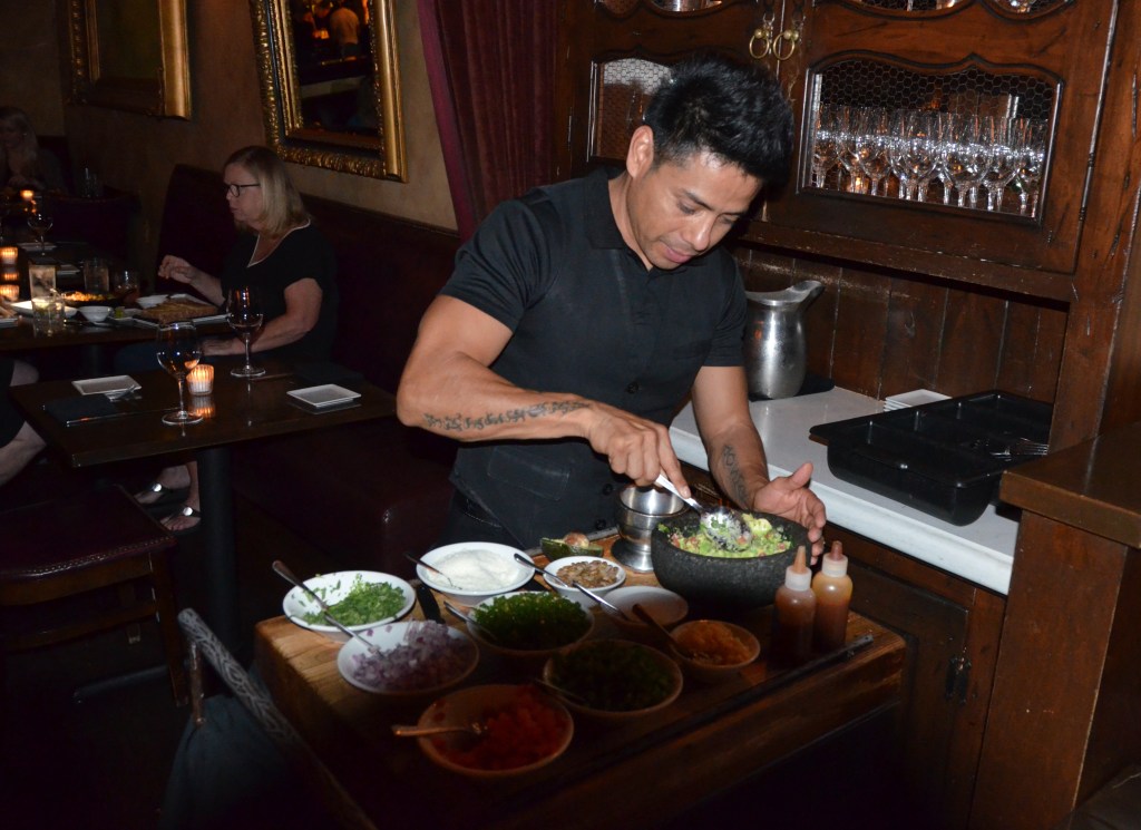 The 12-ingredient guacamole is made tableside and served with tortilla chips made on premise at The Mission.